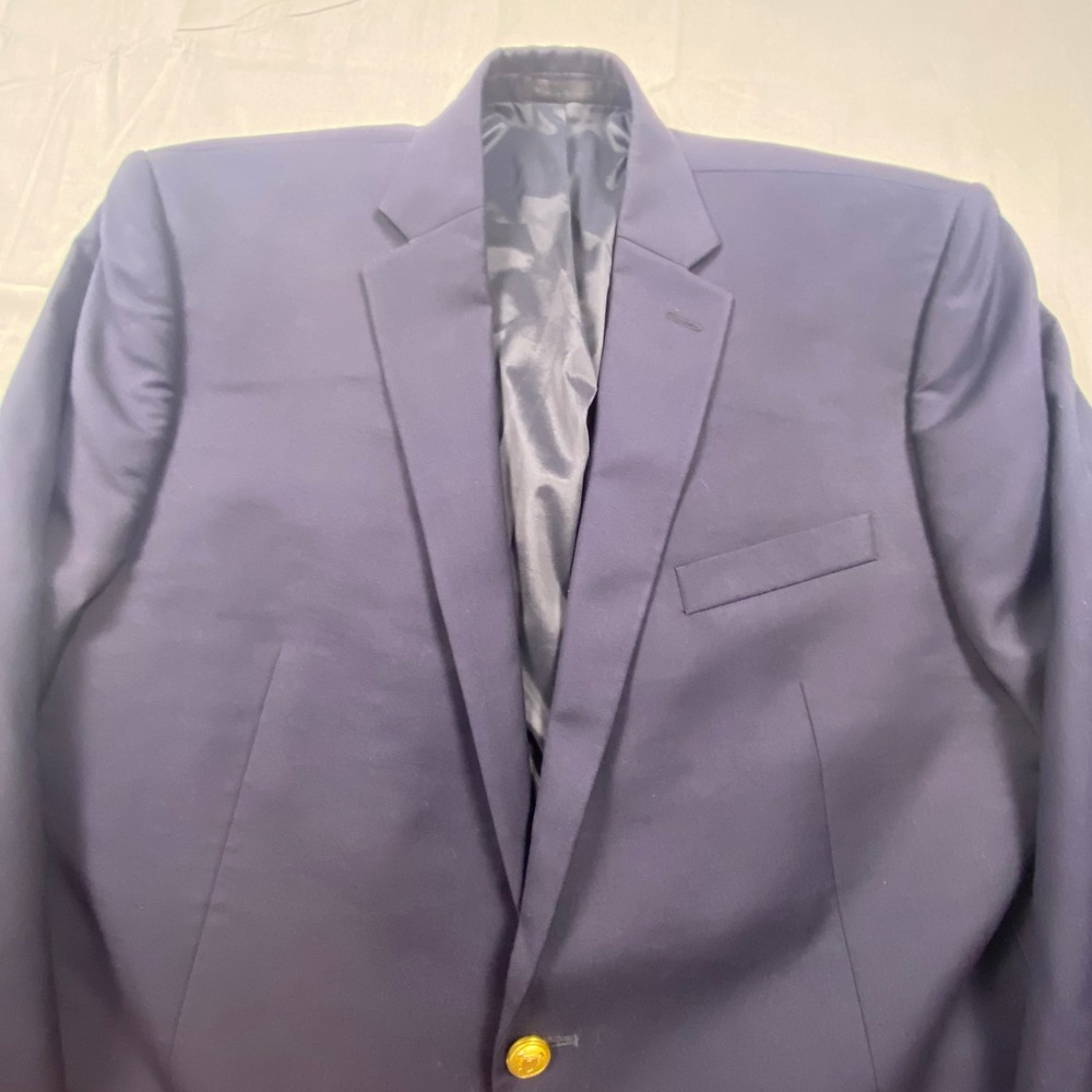 Lauren Ralph Lauren Mens 44L Navy Blue 100% Wool Blazer Gold Crown Buttons 44 L - Picture 3 of 15